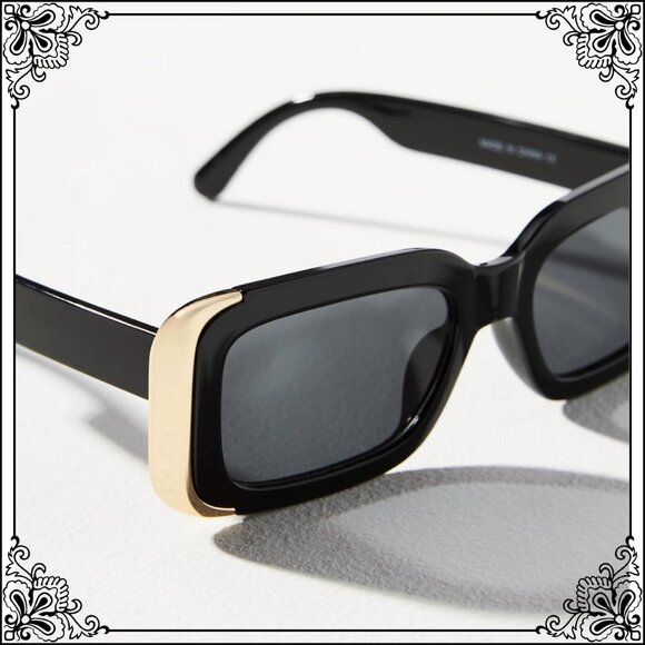ANTHROPOLOGIE - I-SEA Ali Gold-Plated Black Sunglasses